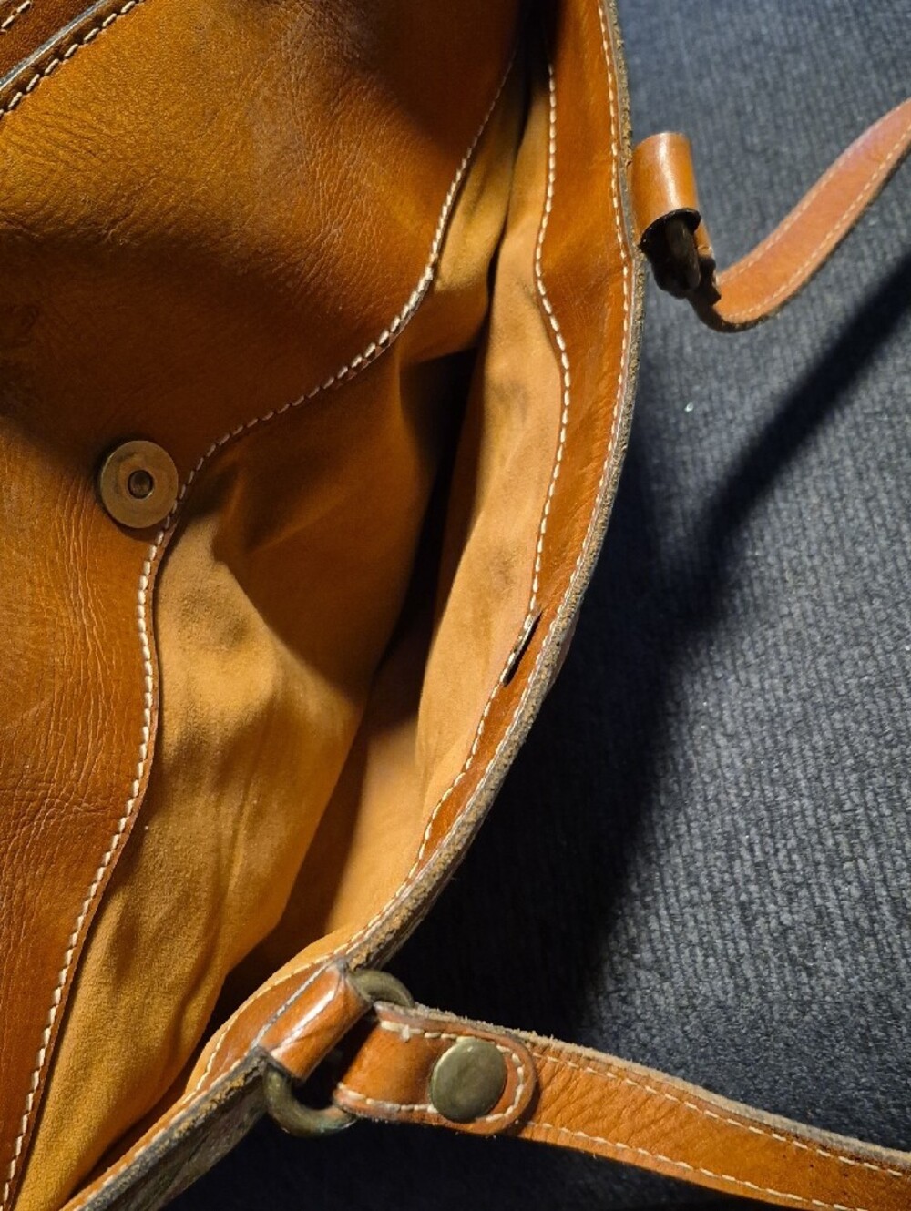 Floral Print Brown Leather-Trim Tote Bag - Picture 7 of 7